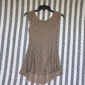 •Tan High low blouse•